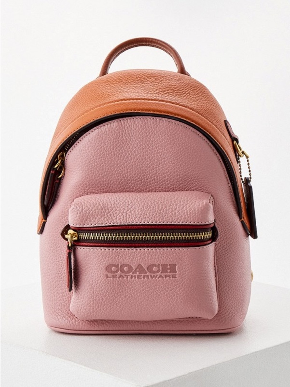 Coach Pink Leather Mini Backpack with Brown Mesh Back - Picture 4 of 5